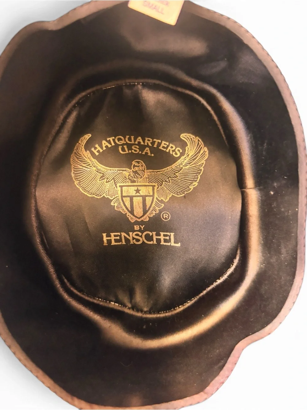 Henschel Vintage Black Leather Made in The USA Wide-Brim Hat sm